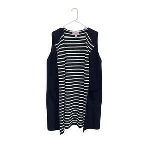 Anthropologie Oliver by Escio Size Large Striped Long Open Drape Sweater Vest
